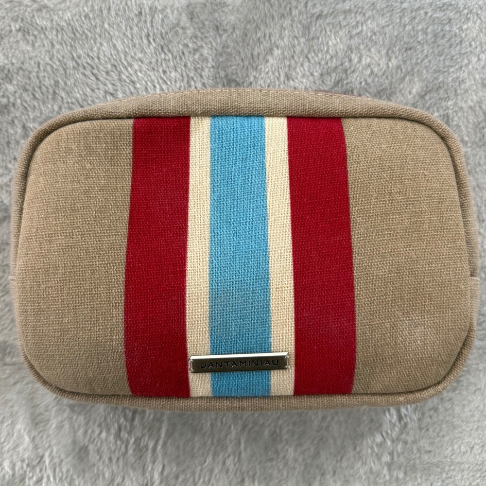 JANTAMINIAU x KLM Travel Amenity Bag‎ • Canvas Striped Pouch • Blue/Red